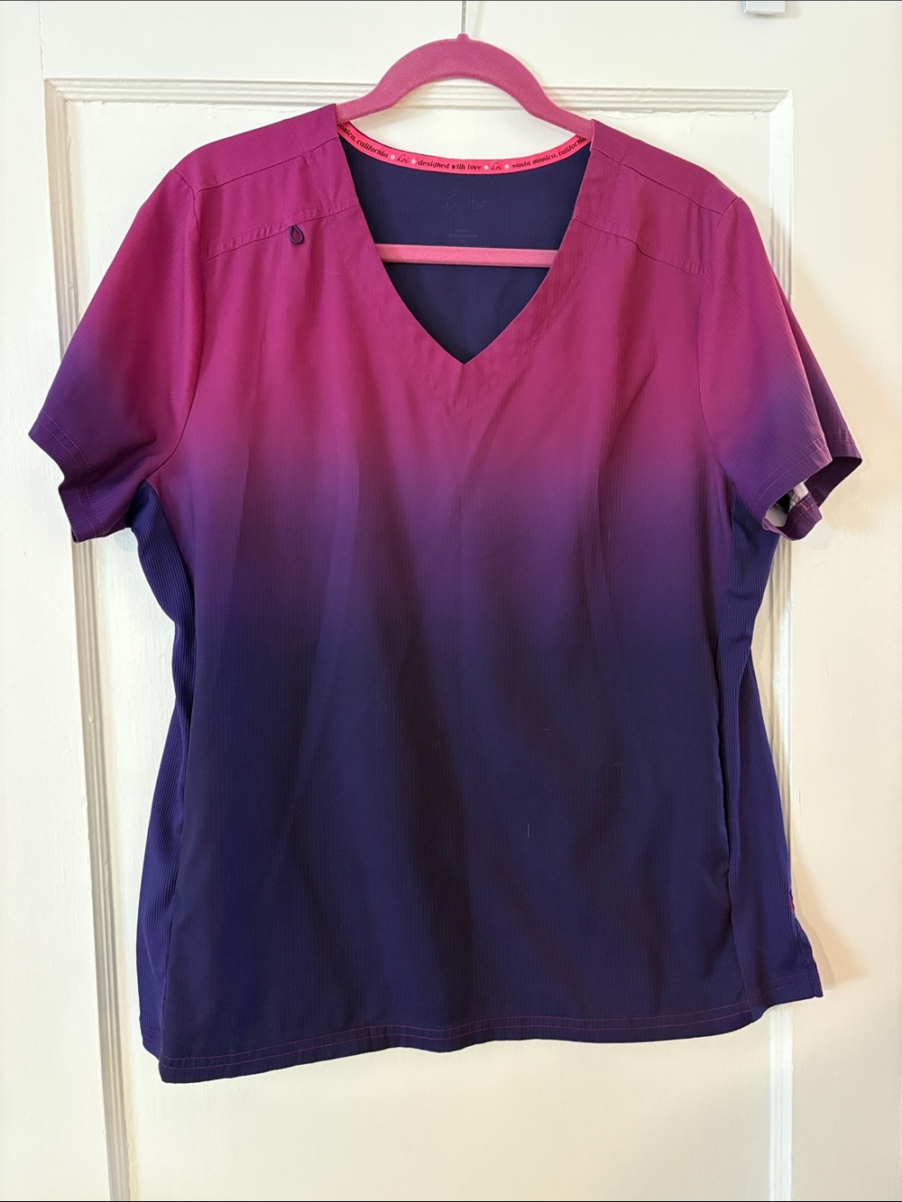 Koi V-Neck Ombre Scrub Top - Pink to Purple